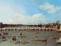 CANALETTO - Il ponte di Westminster a Londra con processione sul Tamigi.